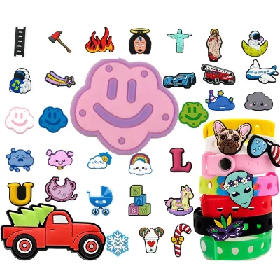 New Style Hot Sale Accept Customization Various Casual logo Soft Pvc Rubber Design Summer Shoe Charms