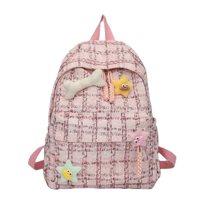 Shoulder Bag for Women Artistic Leisure Plaid Backpack With High Appearance Large Capacity Student Backpack