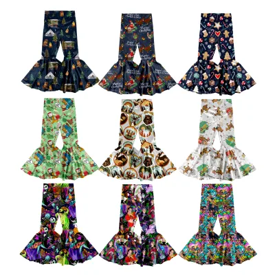 Fashion Designed Customized Bell-bottomed Trousers Kids Girl Autumn Character Festive Pattern Girls Pants