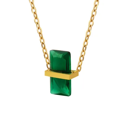 French Geometric Diamond Colorful Zircon Design Pendant Collar Necklace