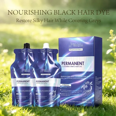 Salon Black Hair Dye Cream Black Oil Plant Hair Dye Mild Non Irritating No Scalp Staining Source Factory Customized