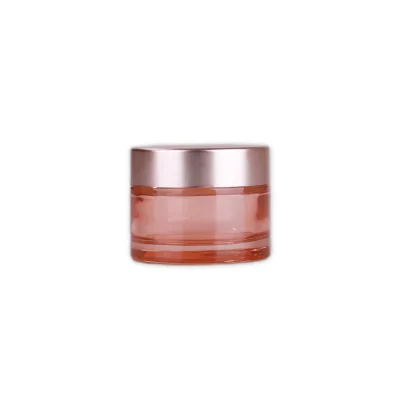 Factory Supplier 15g 30g 50g Round pink Glass Jar Skincare Packaging Glass Jar Manufacture