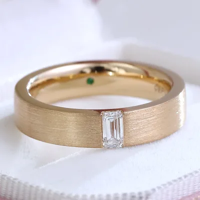 Made in China Custom Gold Chunky Nugget Ring 9k 10k 14k 18k Gold Emerald Cut Lab Diamond Two Stones Ring for Men Jewelry Ring