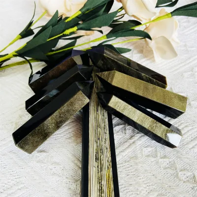 Wholesale Crystal Point Natural Crystals Healing Stone Golden Obsidian Tower for Home Decor