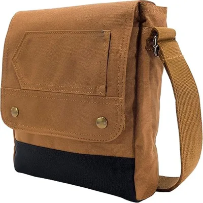 Durable Canvas Crossbody Snap Bag Adjustable Shoulder Bag with Flap Closure
