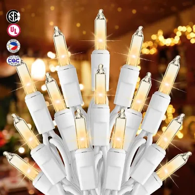 Brightown Warm White 100-Count 25ft Corded Mini String Incandescent IP65 Ra80 Christmas Lights Indoor Holiday Garland Wedding