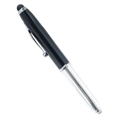 Business 3 in 1 Led Metal Pen Light Tip Ball Flashlight Led Ballpoint Stylus Pen With Custom Logo