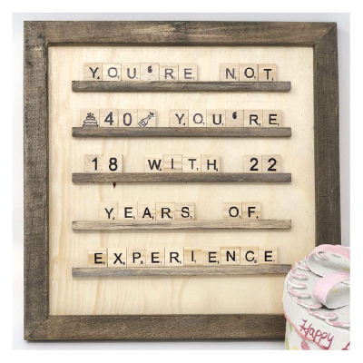 Wooden Rustic Style Tile Changeable Announcement Message Board