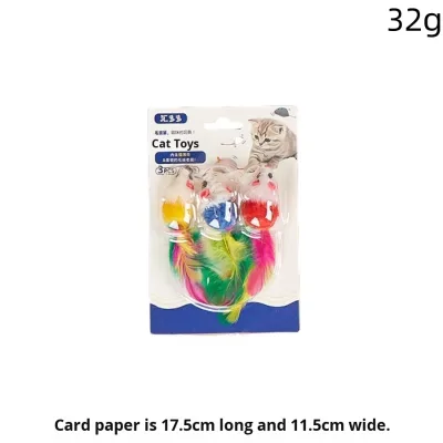 Baboney HDD Plastic Cat Toy Teaser Bell Ball Set with Scratch-Resistant Catnip Realistic Mouse Design Interactive Pet Toy