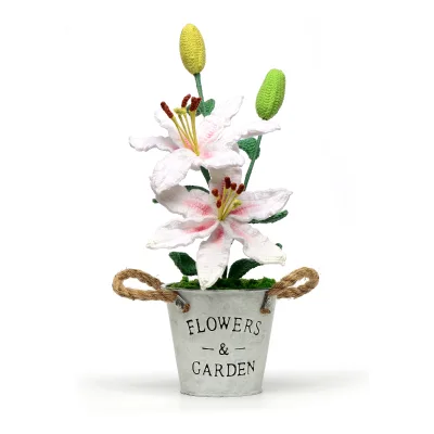 Narcissus Realistic Potted Plant Everlasting Flower Christmas Edition Cotton Handmade Modern Cozy Long Lasting Potted Plant