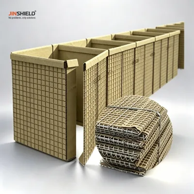 Heavy Duty Galvanized Defensive Barrier Foldable Sand Wall for Rapid Flood Protection and Perimeter Security Construction