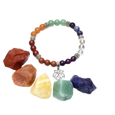 Best-Selling Carved Mineral Colorful Gemstone Reiki Direct Supply Natural Crystal Raw Stone Set Bracelet