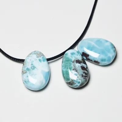 Miss Stone Factory Wholesale Sea Blue Larimar Tumbled Healing Crystal Natural Crystal Pendants & Jewelry Charms