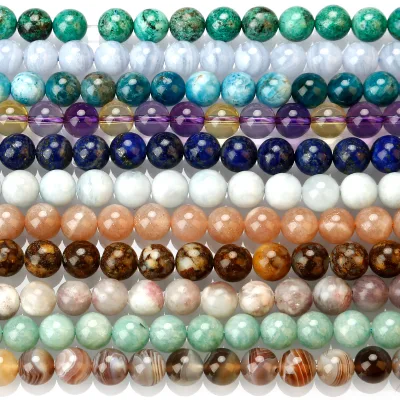 8mm AAA Top Quality Natural Stone Semi Precious Gemstone Crystal Blue Lace Agate Ametrine Emerald Round Beads for Bracelet