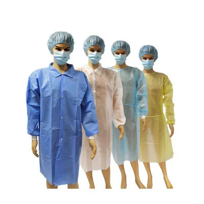 Factory Direct Disposable Nonwoven PP Material Lab Gown Coat Dustproof Protective Apparel for Doctor Visiting Uniform