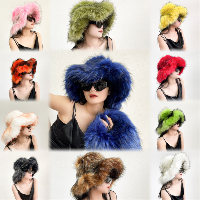 Warm Faux Fur Thickened Raccoon Fur Autumn and Winter Personality Punk Style Hot Girl Style Hat