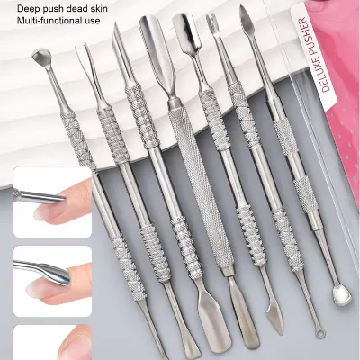 High Quality Eco-friendly Double-Ended Stainless Steel Flat Mouth Pusher Nail Care Tool for Removing Cuticles and Dead Skin