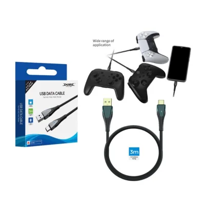 TY-18179 USB Data Cable for PS5 / Xbox / NS Switch PRO Type-C Controller Data Transfer With Indicator Light 3M Charging Cable