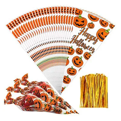 Cone Clear Cellophane Sweet Bags Plastic Cello Triangle Party Favor Bags for Cookie Candy