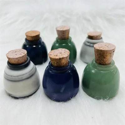 Wholesale Custom Design Natural Rock Crystal Stone Hand Carved Crystal Perfume Bottle Oil Bottles Carvings