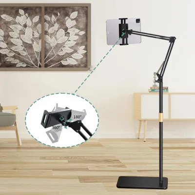 Wholesale Foldable Tablet Floor Stand, 360 Degree Rotating Adjustable Height 100-180cm Heavy Base for Office, OEM Private Mold