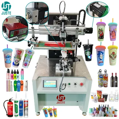 Cylinder Silk Screen Printing Machine Manual Semi Auto Automatic Screen Printer for Cups Round Container Paper Cardboard Sale