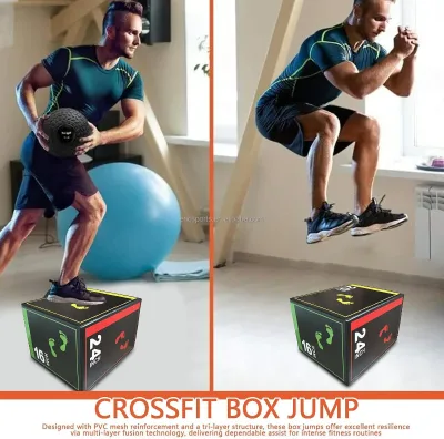 High Density Weighted 3 in 1 20"x24"x30" Foam Soft Plyo Box for Gym Fitness Jump Box