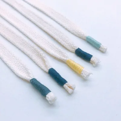 1cm Flat Cotton Drawcord with Macrame End and Tassel AZO-Free Eco-Friendly for Home Textile Bags & Garments
