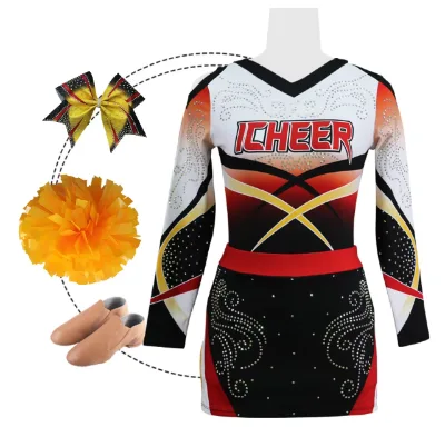 Custom Professional Cheerleading Uniforms Pink Women Polyesters Cheerleader Uniform Black Red High Quality Cheer Uniforms