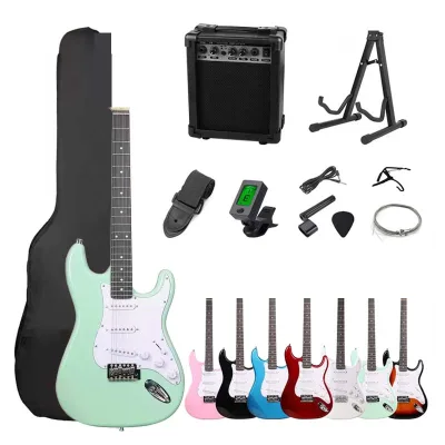 Special Color Solid Body Maple Neck Green Stringed Instrument Electric Guitar Kit