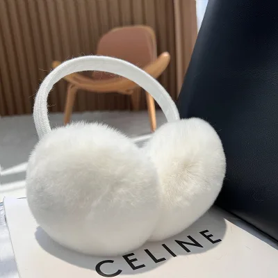 Natural Rex Rabbit Fur Ear Muffs Cute Ladie Cut Earmuffs Real Fur Earflap Warmer for Women Girls