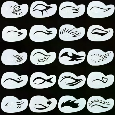 Reusable for Adults Kids Easily Use Templates for Parties Makeup Supplies Body Paint Stencils