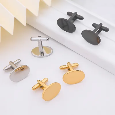 Silver Plain Cufflinks Custom Groomsmen Classic Engraved Personalized Oval Groomsmen Cuff Link for Groom Husband Men Gift Box