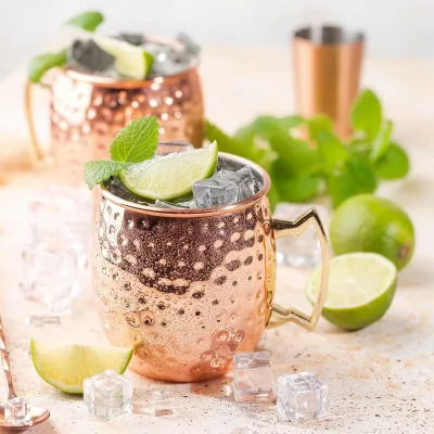 Custom Copper Beer Mug Rose Gold Hammered Handcrafted Copper Cups Stainless Steel Lining for Wine, Beer, Cold Drink, Bar, Party