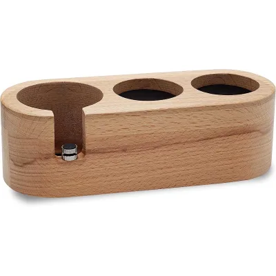 Beech Wood Espresso Tamping Station Multi Compartments Organizers Tamper Holder Coffee Tools Tamping Station for Home Coffee