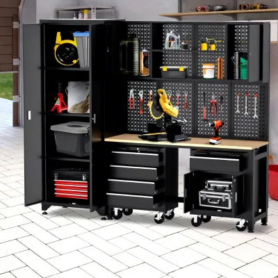 Wall Cabinet Pegboard Garage Workstation Drawer Storage Heavy Duty Bench Custom Lockable Rolling Auto Workshop Tool Cabinet