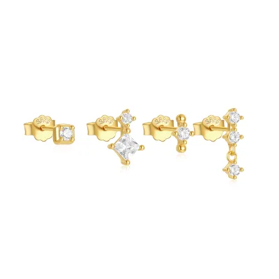 CANNER 4 Pieces Set New Zircon Plated Daily Wear Hot-sell Stud Earrings