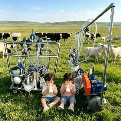 Portable Industrial 4-6 Tanks Large Capacity High Productivity 201 Stainless Steel Cow Goat Sheep Milking Machines for Farms