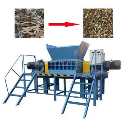 Model 1200 Industrial Dual Shaft Crusher for Timber Scrap Steel Aluminum Copper Processing with PLC Control and 37kW Power