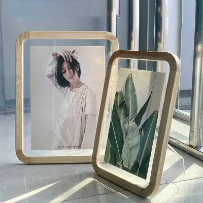 Creative Customize Size 4/6/7/8 Inch Solid Wood Plexiglass Picture Frames Acrylic Wooden Photo Frame