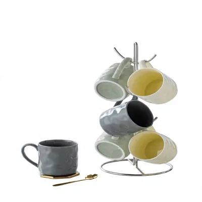 Womens Creative Ceramic Mug Designer Touch Customizable Logo Solid Color Pattern Home Use Gift Box Packaging for Offices