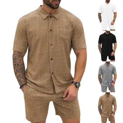 Wholesale Custom New 2024 Summer Two Piece Clothing Men Polo T-shirt and Shorts Set