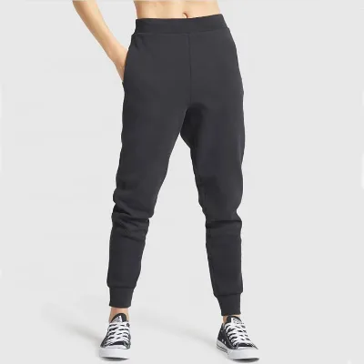Trendy Activewear Plain Cotton Harem Black Joggers 2022 Women Stacked Sweatpants