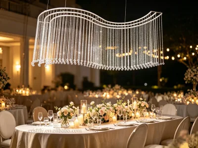 New Wedding Prop Decoration Crystal Bead Curtain Ceiling Decoration Hotel Banquet Wedding Ceiling Background Decoration