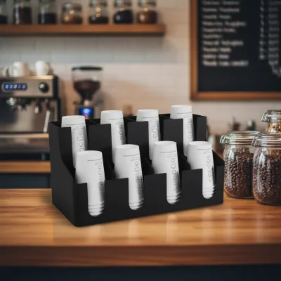 Durable Rectangle Multi Functional Shop Cup Rack Paper Cup Tissue Paper Straw Cup Holder Plastic Cup Dispenser for Coffee Shops