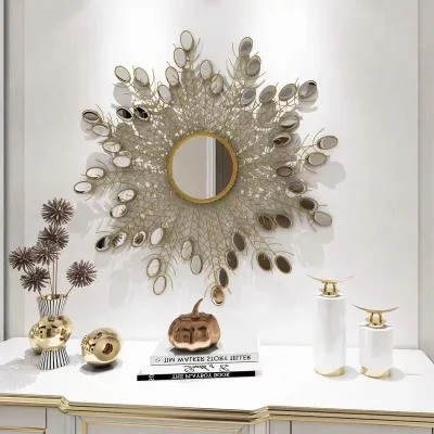 114X114CM Background Wall Home Metal Sofa Wall Decoration Iron Background Decoration Mirror