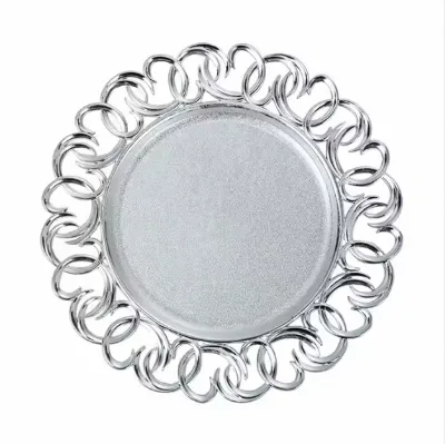 Table Dish Plate Tray Charge Plates Decoration Plastic Vintage Wholesale Gift Promotion Wedding Party 13inch Safe Round 100 Pcs