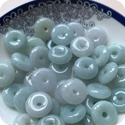 Natural Green Jade Auspicious Peace Buckle Pendant Accessories DIY Jade and Jewelry Accessories
