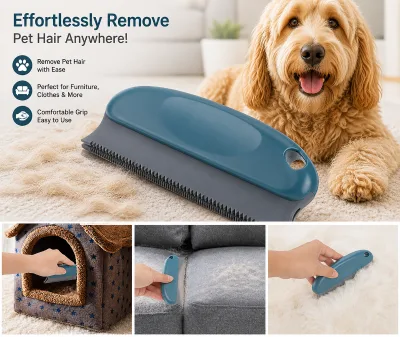 Pet Hair Removal Brush Double Row Comb for Cats and Dogs Self-cleaning Reusable Pet Dog Brush Pet Cat Hair Remover
