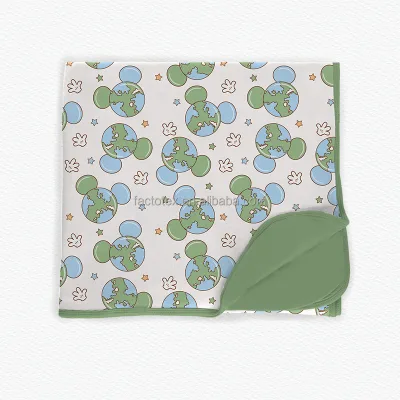 Good Quality Custom Cartoon Bebe Swaddle Lovey Blanket Baby Toddler Bamboo Printing Double Layers Blanket